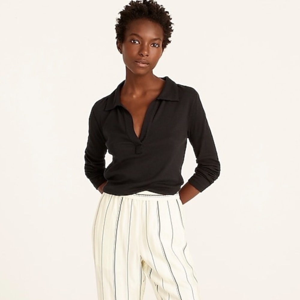 JCrew Ling Sleeve Ribbed Collared Top